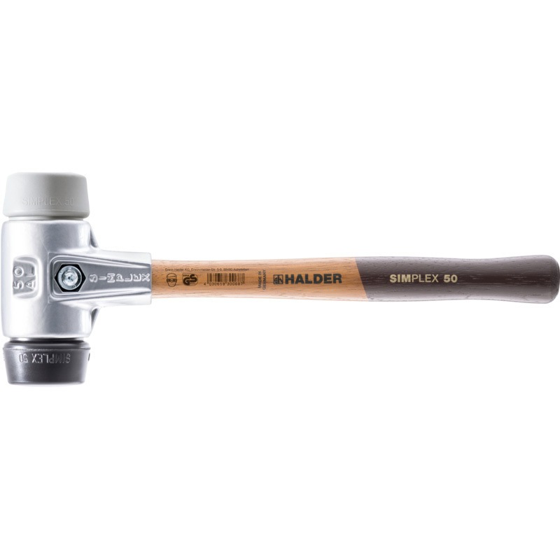 3123.030 シンプレックスハンマー 軽量ハウジングゴム(黒)/TPEミディアム(グレー) Roemheld Halder(ロームヘルド・ハルダー) 頭径30mm