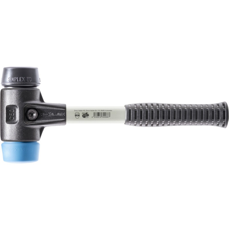 3712.040 シンプレックスハンマー 強化型ハウジングTPEソフト(青)/ゴム(黒) Roemheld Halder(ロームヘルド・ハルダー) 頭径40mm