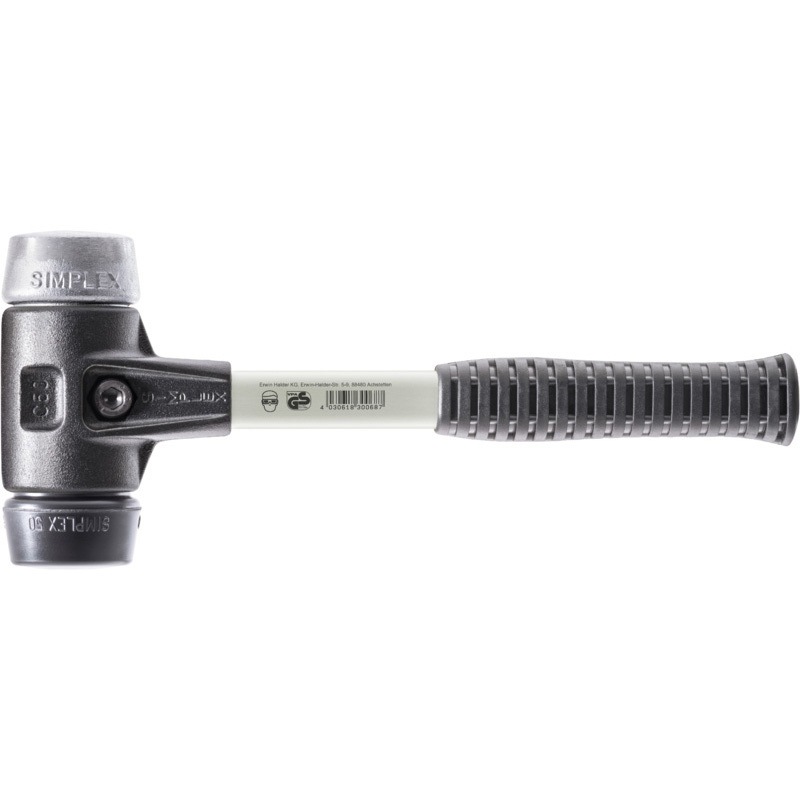 3729.030 シンプレックスハンマー 強化型ハウジングゴム(黒)/ソフトメタル(シルバー) Roemheld Halder(ロームヘルド・ハルダー) 頭径30mm 8,622円