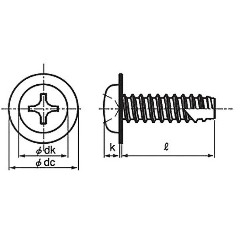 M4×10 (+)ナベワッシャーヘッドタッピンねじ(2種溝付B-1形)(ステンレス/ブラック)(小箱) 大阪魂 呼びM4長さ10mm 1箱(1000個)