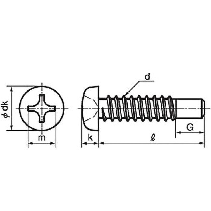 M3.5×30 (+)ナベタッピンねじ(2種ガイド付きBRP形)(ステンレス/ブラック)(小箱) 大阪魂 ねじの呼びM3.5長さ30mm 1箱(500個)