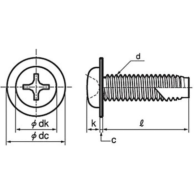 M3×5 (+)ナベワッシャーヘッドタッピンねじ(3種溝付きC-1形)(鉄/ノンクロームホワイト)(小箱) 大阪魂 十字穴番号2 呼びM3長さ5mm 1箱(1800個)