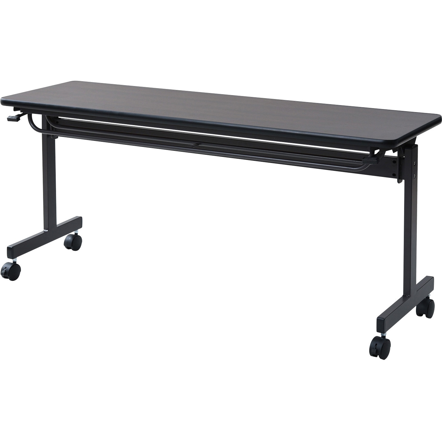 YM-1545DBR/BR) 折りたたみ会議テーブル キャスター付き YAMAZEN(山善) ダークブラウン/ブラウン色 高さ700mm間口1500mm奥行450mm