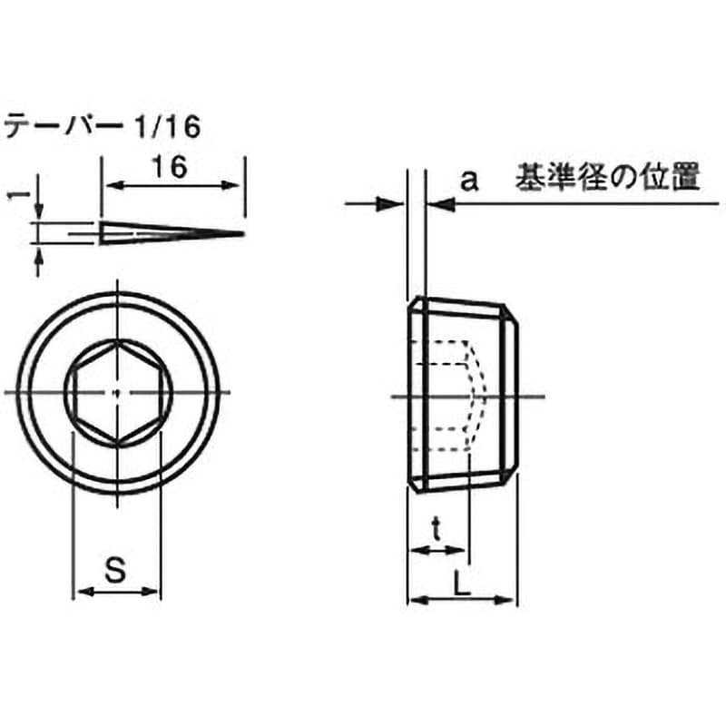 PT3/4 六角穴付テーパねじプラグ 沈み(鉄/生地)(小箱) 1箱(80個) 東工