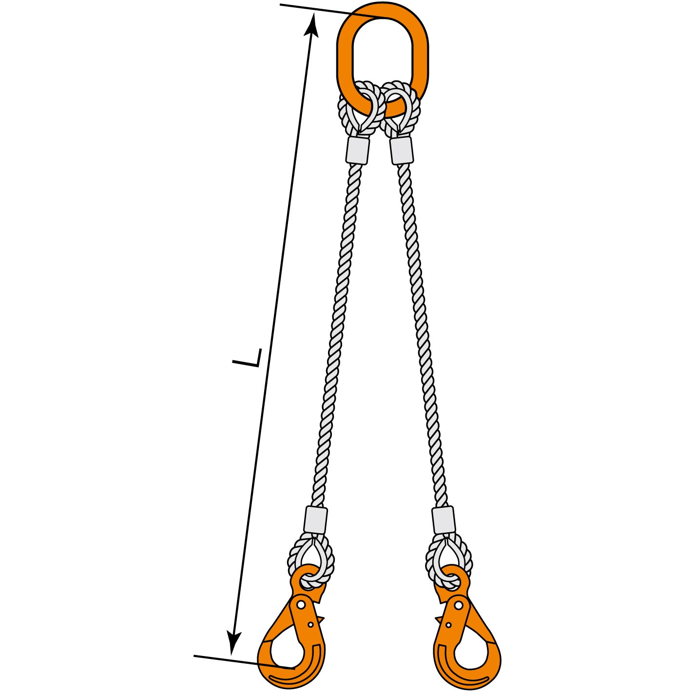 LHW07-M8W18 JIS ロック止ワイヤ 2点吊 16mm フックLHW7-8付 大