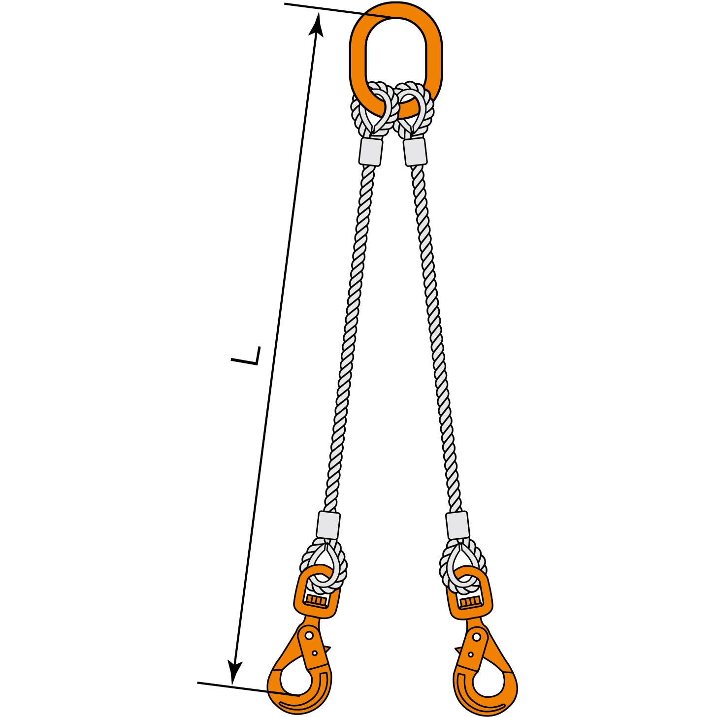 WLHW10-A8W22 JIS ロック止ワイヤ 2点吊 18mm スイベルフックWLHW10付 1組 コンドーテック 【通販モノタロウ】