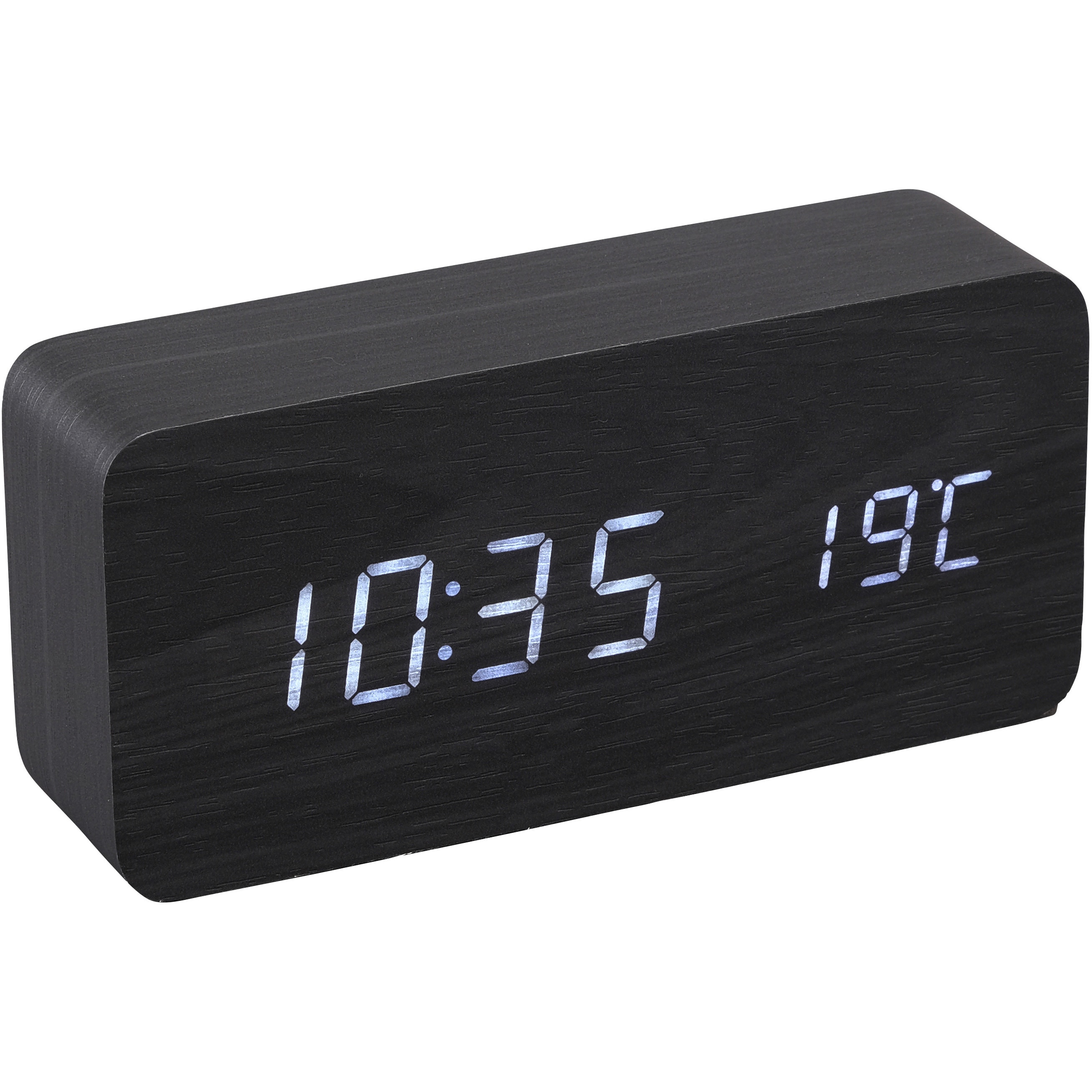 ICW-01W-B デジタル置時計 アイリスオーヤマ アラーム 温度計 ブラック
