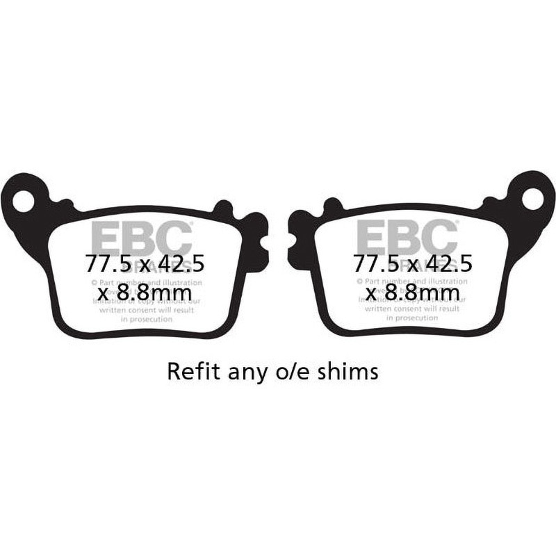 FA436HH USA製 ダブルHシリーズ シンタリング ブレーキパッド リア右側用 1個 EBC Brakes (イービーシーブレーキ) 【通販モノタロウ】 7,998円