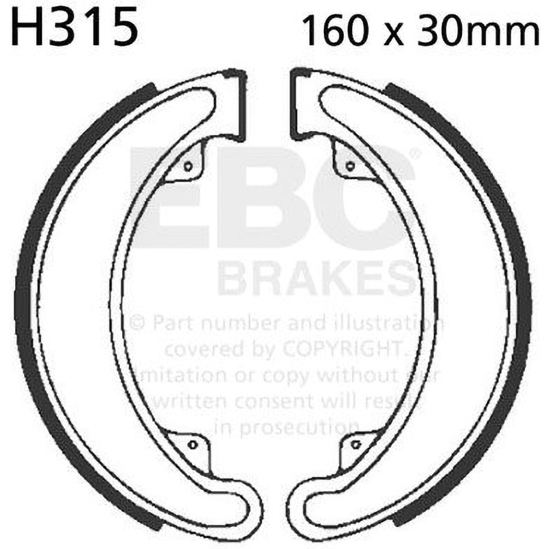 H315 Plain モーターサイクル リプレイスメント ブレーキシューズ リア左側用 1セット EBC Brakes (イービーシーブレーキ) 【通販モノタロウ】
