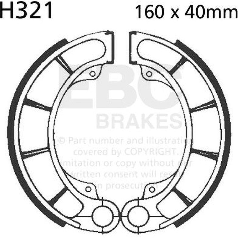 H321 Plain モーターサイクル リプレイスメント ブレーキシューズ リア左側用 1セット EBC Brakes (イービーシーブレーキ) 【通販モノタロウ】