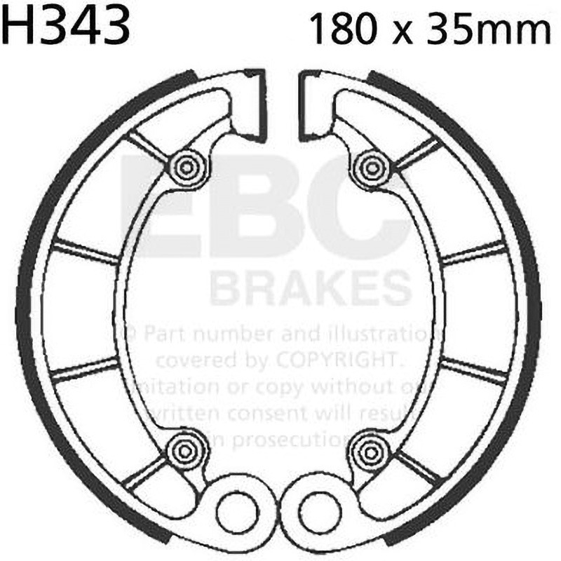 H343 Plain モーターサイクル リプレイスメント ブレーキシューズ リア左側用 1セット EBC Brakes (イービーシーブレーキ) 【通販モノタロウ】