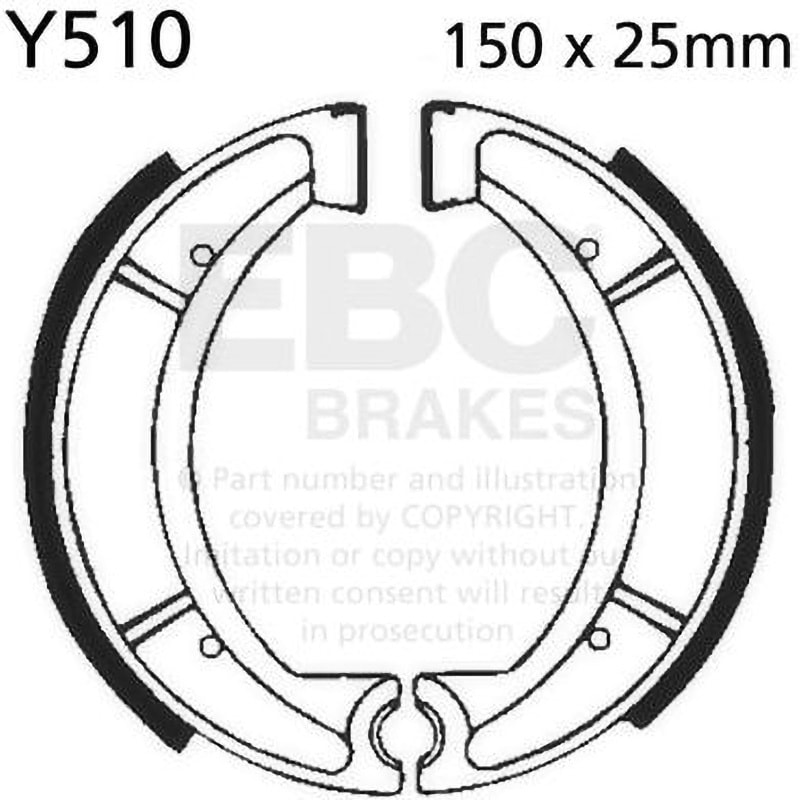 Y510 Plain モーターサイクル リプレイスメント ブレーキシューズ リア左側用 1セット EBC Brakes (イービーシーブレーキ) 【通販モノタロウ】