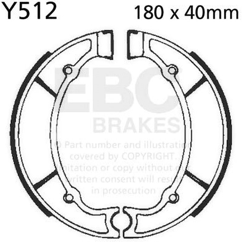 Y512 Plain モーターサイクル リプレイスメント ブレーキシューズ リア右側用 1セット EBC Brakes (イービーシーブレーキ) 【通販モノタロウ】