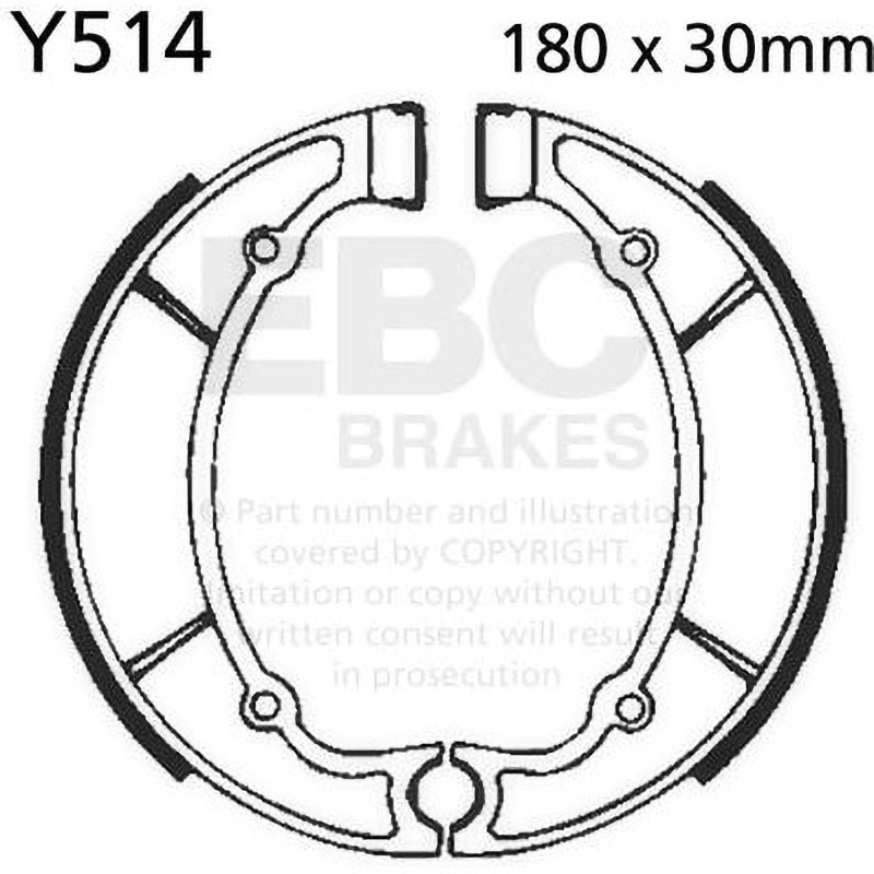 Y514 Plain モーターサイクル リプレイスメント ブレーキシューズ リア左側用 1セット EBC Brakes (イービーシーブレーキ) 【通販モノタロウ】