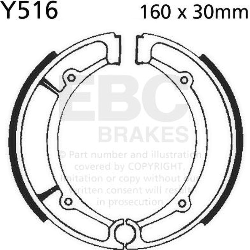 Y516 Plain モーターサイクル リプレイスメント ブレーキシューズ リア左側用 1セット EBC Brakes (イービーシーブレーキ) 【通販モノタロウ】 6,998円