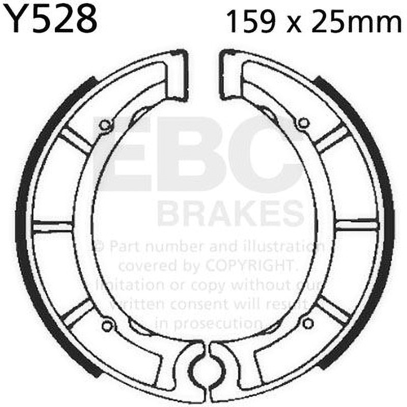 Y528 Plain モーターサイクル リプレイスメント ブレーキシューズ リア左側用 1セット EBC Brakes (イービーシーブレーキ) 【通販モノタロウ】