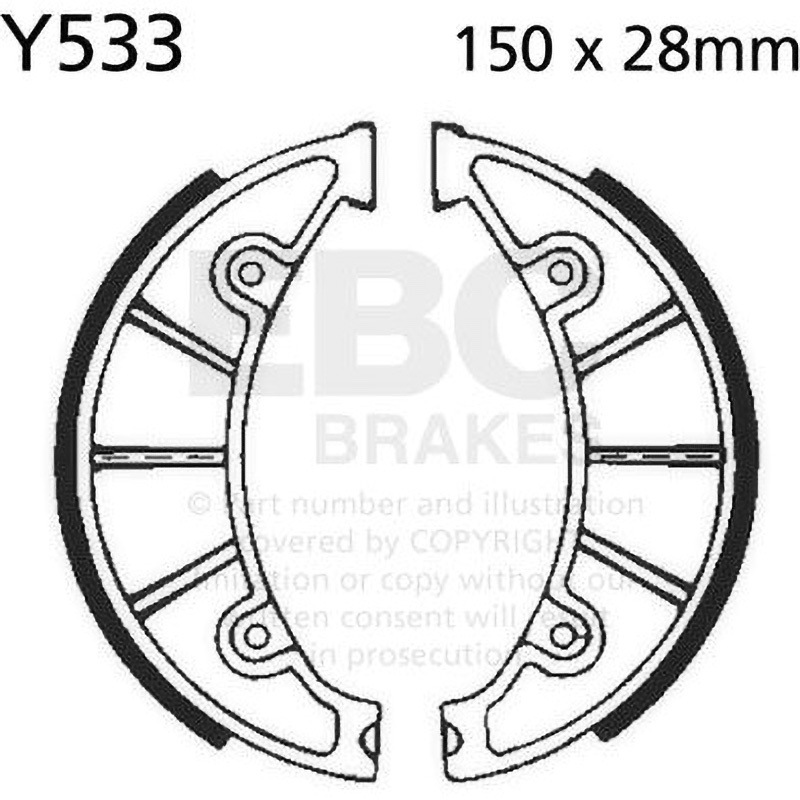 Y533 Plain モーターサイクル リプレイスメント ブレーキシューズ リア左側用 1セット EBC Brakes (イービーシーブレーキ) 【通販モノタロウ】