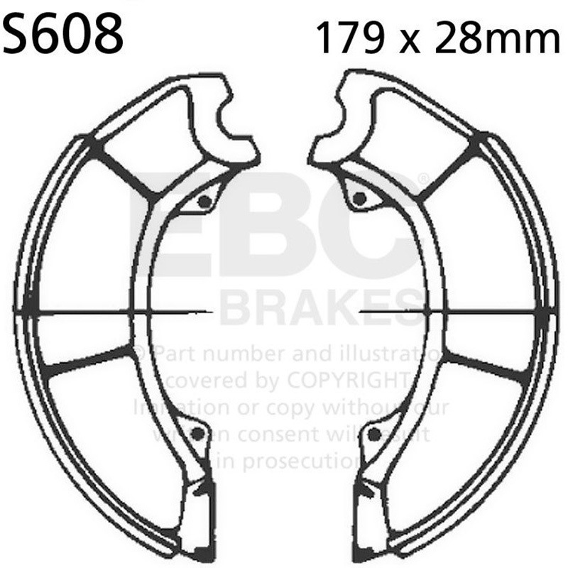S608 Plain モーターサイクル リプレイスメント ブレーキシューズ フロント左側用 1セット EBC Brakes (イービーシーブレーキ) 【通販モノタロウ】