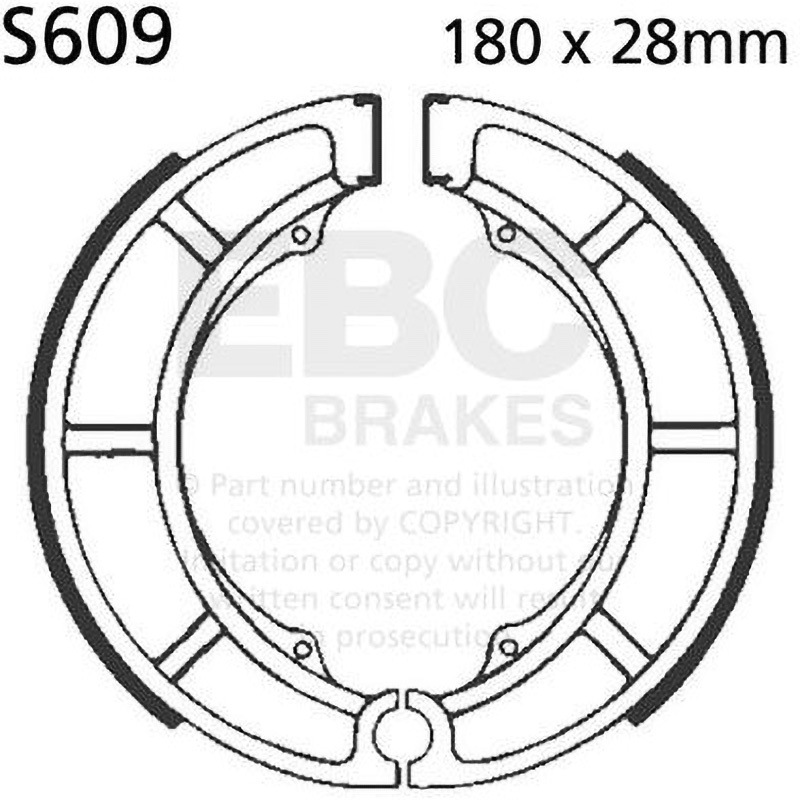 S609 Plain モーターサイクル リプレイスメント ブレーキシューズ リア左側用 1セット EBC Brakes (イービーシーブレーキ) 【通販モノタロウ】