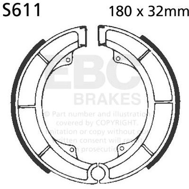 S611 Plain モーターサイクル リプレイスメント ブレーキシューズ リア左側用 1セット EBC Brakes (イービーシーブレーキ) 【通販モノタロウ】