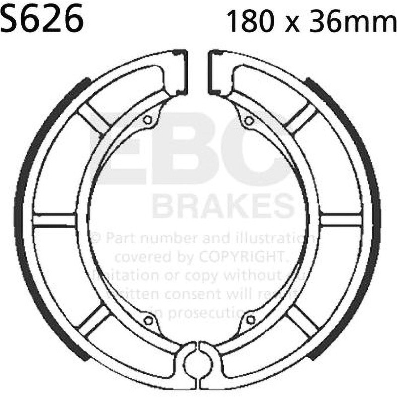 S626 Plain モーターサイクル リプレイスメント ブレーキシューズ リア左側用 1セット EBC Brakes (イービーシーブレーキ) 【通販モノタロウ】
