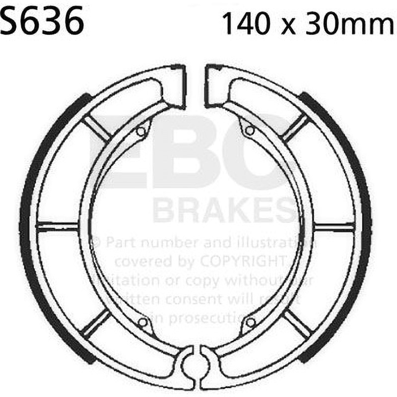 S636 Plain モーターサイクル リプレイスメント ブレーキシューズ リア左側用 1セット EBC Brakes (イービーシーブレーキ) 【通販モノタロウ】