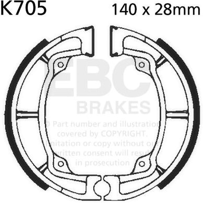 K705 Plain モーターサイクル リプレイスメント ブレーキシューズ フロント左側用 1セット EBC Brakes (イービーシーブレーキ) 【通販モノタロウ】