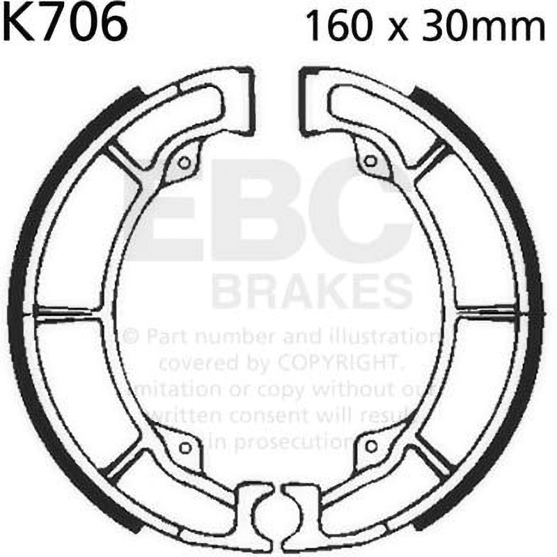 K706 Plain モーターサイクル リプレイスメント ブレーキシューズ リア右側用 1セット EBC Brakes (イービーシーブレーキ) 【通販モノタロウ】 8,437円