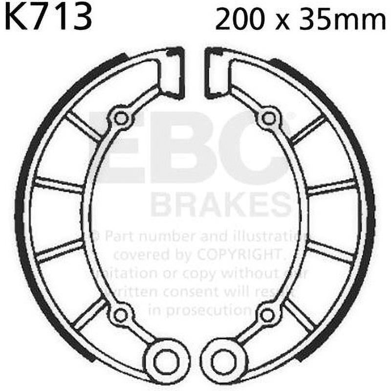 K713 Plain モーターサイクル リプレイスメント ブレーキシューズ リア右側用 1セット EBC Brakes (イービーシーブレーキ) 【通販モノタロウ】