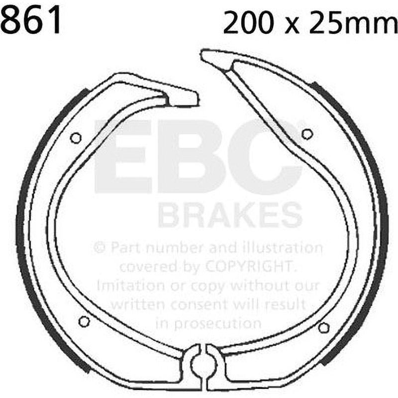 861 Plain モーターサイクル リプレイスメント ブレーキシューズ リア右側用 1セット EBC Brakes (イービーシーブレーキ) 【通販モノタロウ】