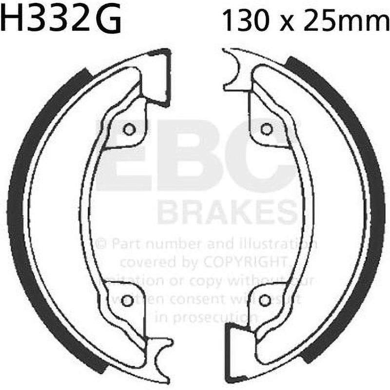 H332G モーターサイクル 溝付き リプレイスメント ブレーキシューズ フロント左側用 1個 EBC Brakes (イービーシーブレーキ) 【通販モノタロウ】