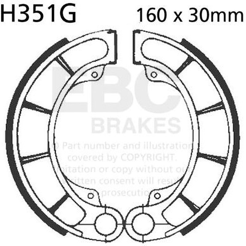 H351G モーターサイクル 溝付き リプレイスメント ブレーキシューズ リア左側用 1個 EBC Brakes (イービーシーブレーキ) 【通販モノタロウ】