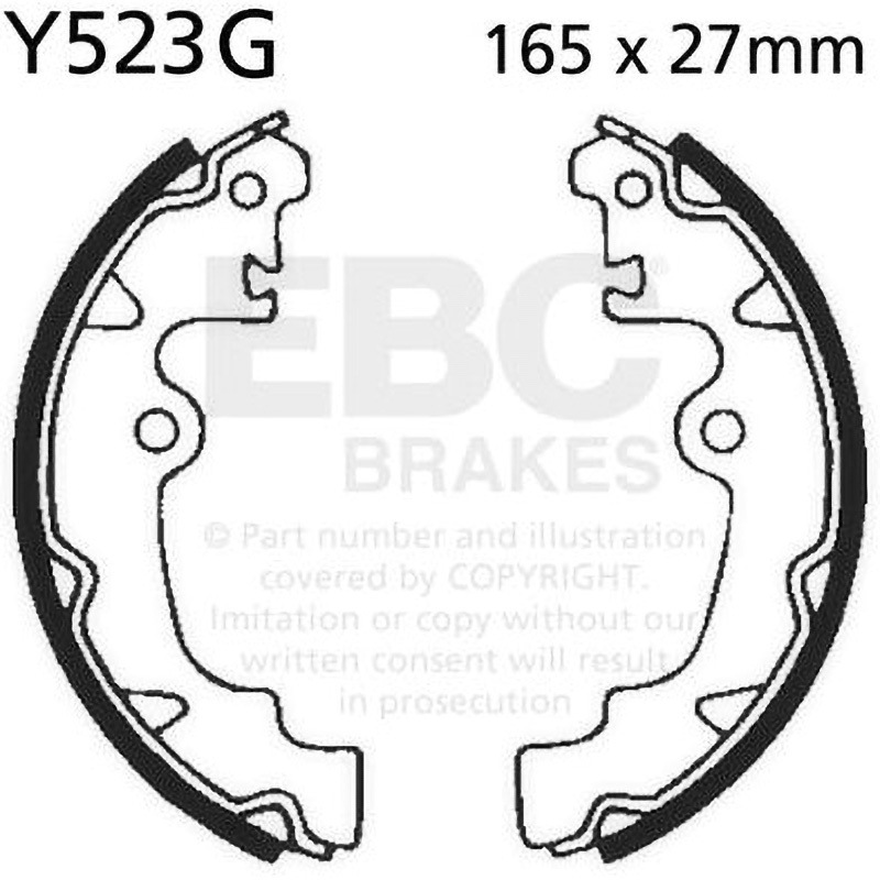 Y523G モーターサイクル 溝付き リプレイスメント ブレーキシューズ リア左側用 1個 EBC Brakes (イービーシーブレーキ) 【通販モノタロウ】
