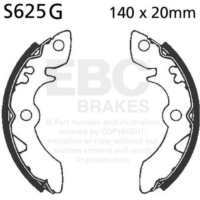 S625G モーターサイクル 溝付き リプレイスメント ブレーキシューズ フロント左側用 1個 EBC Brakes (イービーシーブレーキ) 【通販モノタロウ】