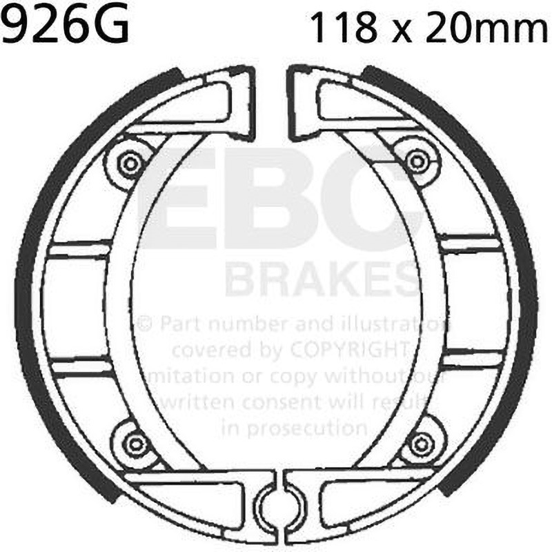 926G モーターサイクル 溝付き リプレイスメント ブレーキシューズ フロント左側用 1個 EBC Brakes (イービーシーブレーキ) 【通販モノタロウ】