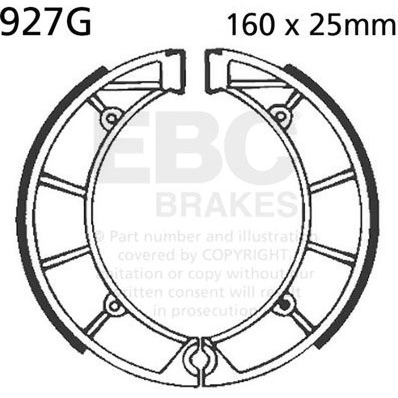 927G モーターサイクル 溝付き リプレイスメント ブレーキシューズ リア左側用 1個 EBC Brakes (イービーシーブレーキ) 【通販モノタロウ】