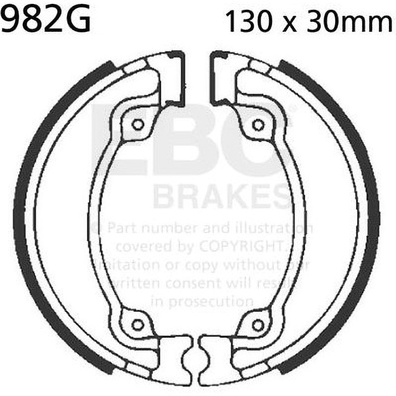 982G モーターサイクル 溝付き リプレイスメント ブレーキシューズ リア左側用 1個 EBC Brakes (イービーシーブレーキ) 【通販モノタロウ】