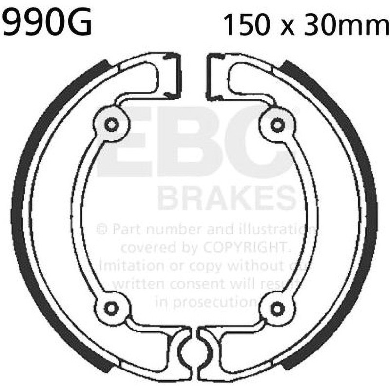 990G モーターサイクル 溝付き リプレイスメント ブレーキシューズ リア左側用 1個 EBC Brakes (イービーシーブレーキ) 【通販モノタロウ】
