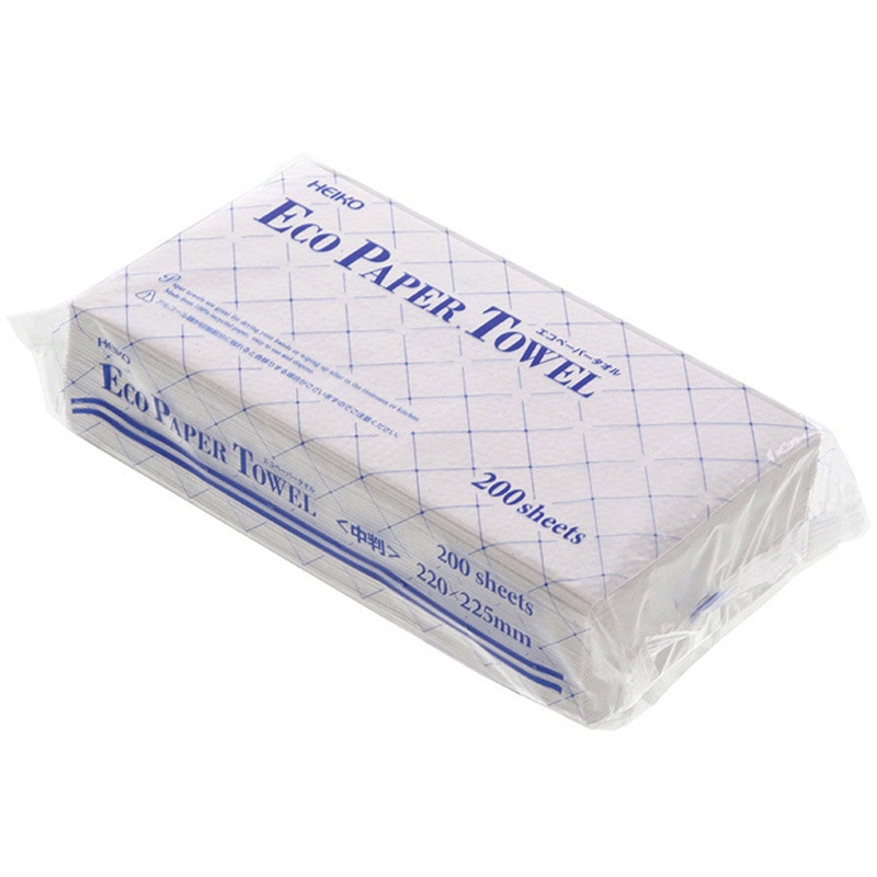 中判 エコペーパータオル HEIKO 枚数200 寸法220×225mm 1パック