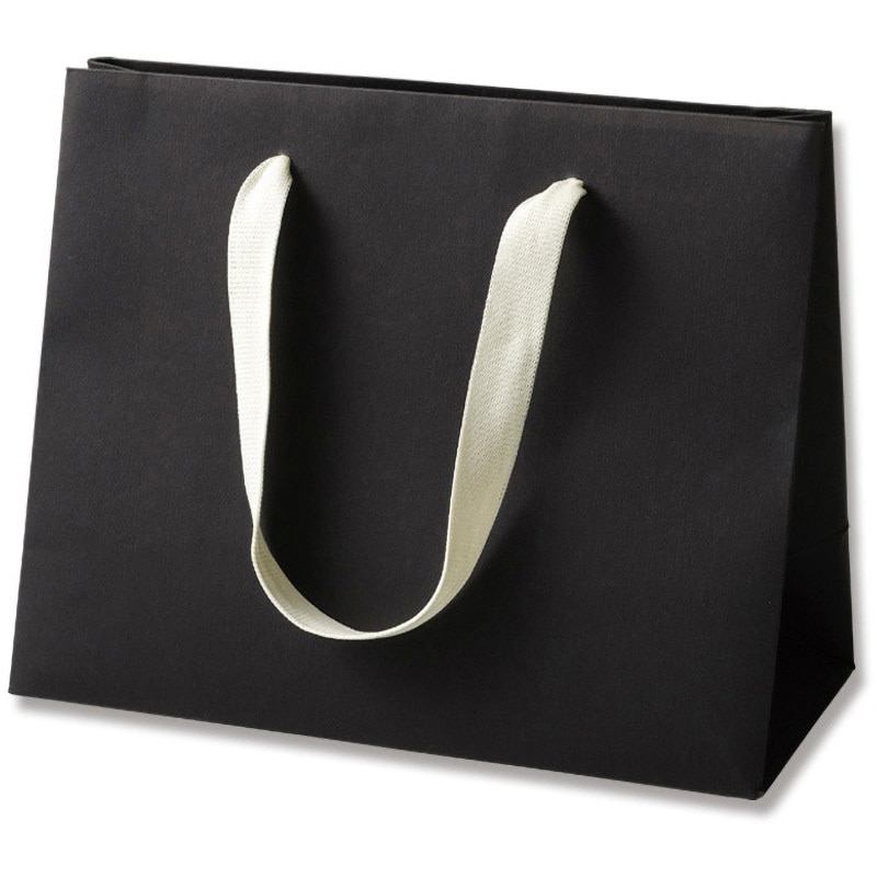 LW 手提げ紙袋 カラーハンドルバッグ HEIKO ブラック色 幅260mmマチ