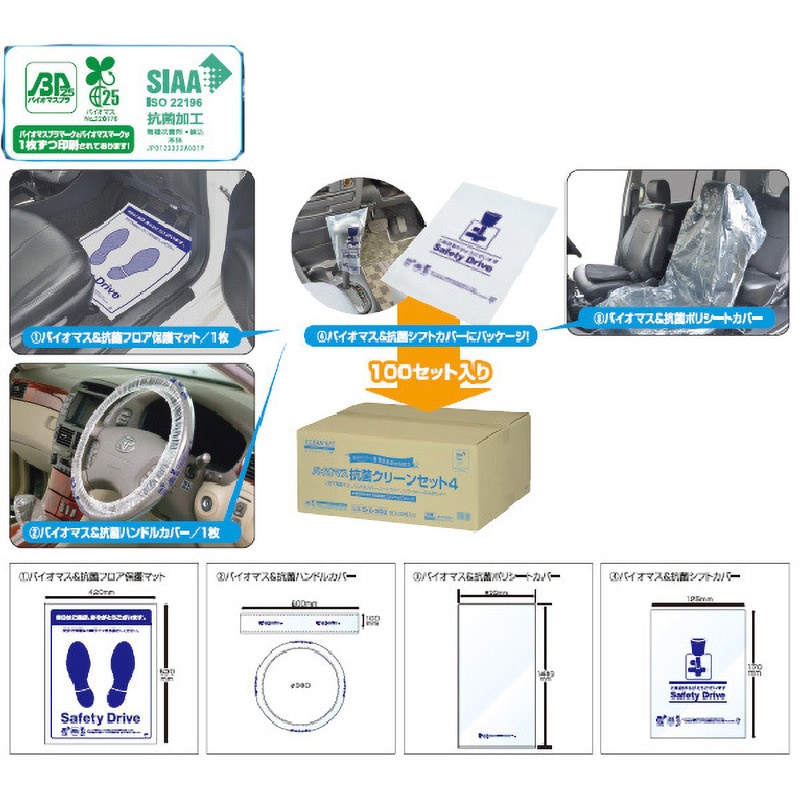 CKB-308 バイオマス 抗菌クリーンセット4 阿部商会 1パック(100セット) CKB-308