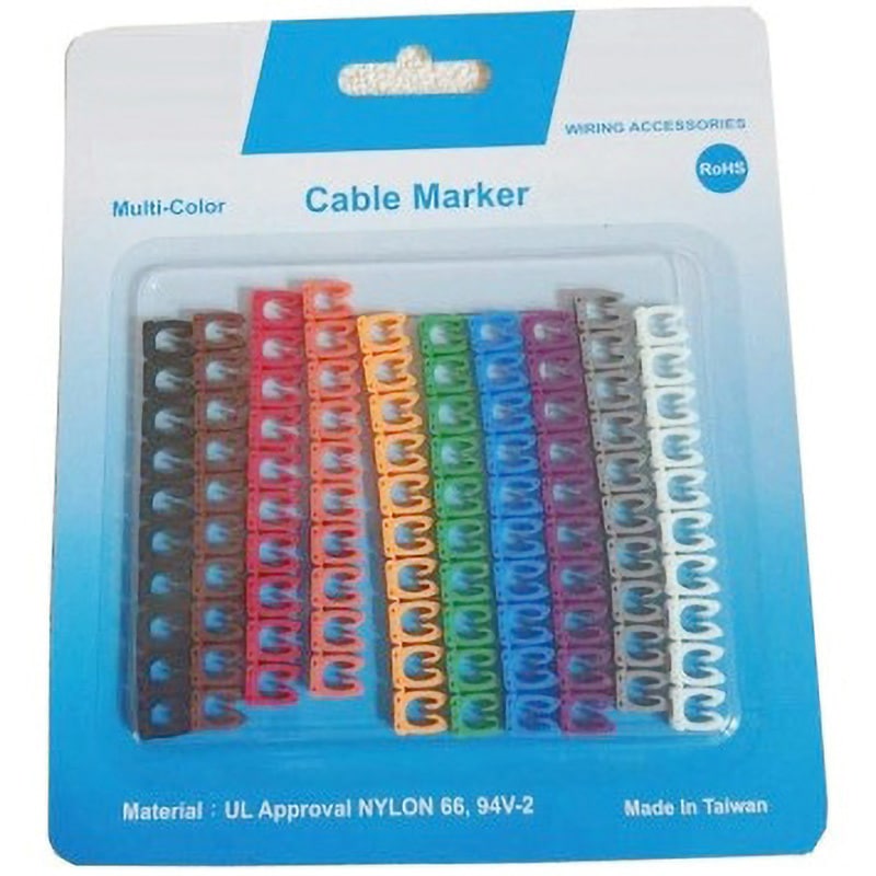 PB-SM3C-09 ケーブルマーカー 12-10AWG対応 10色入り トキトレーディング 1パック(10色×10粒) PB-SM3C-09