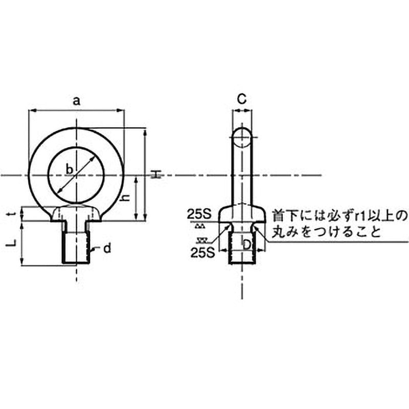 M20 アイボルト(SUS316)(小箱) 大阪魂 メートル並目 ねじの呼びM20 1箱(10個)