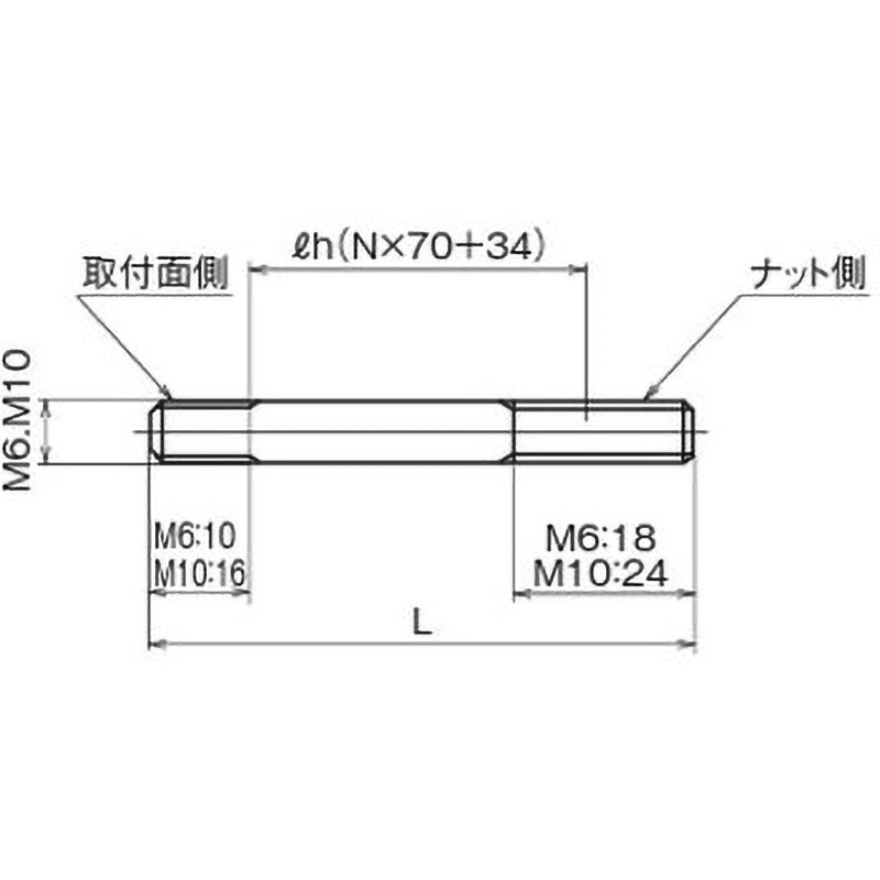SB1041140 04シリーズスタック形 取付ボルト(植込みボルト) ダイキン工業 1式 SB1041140