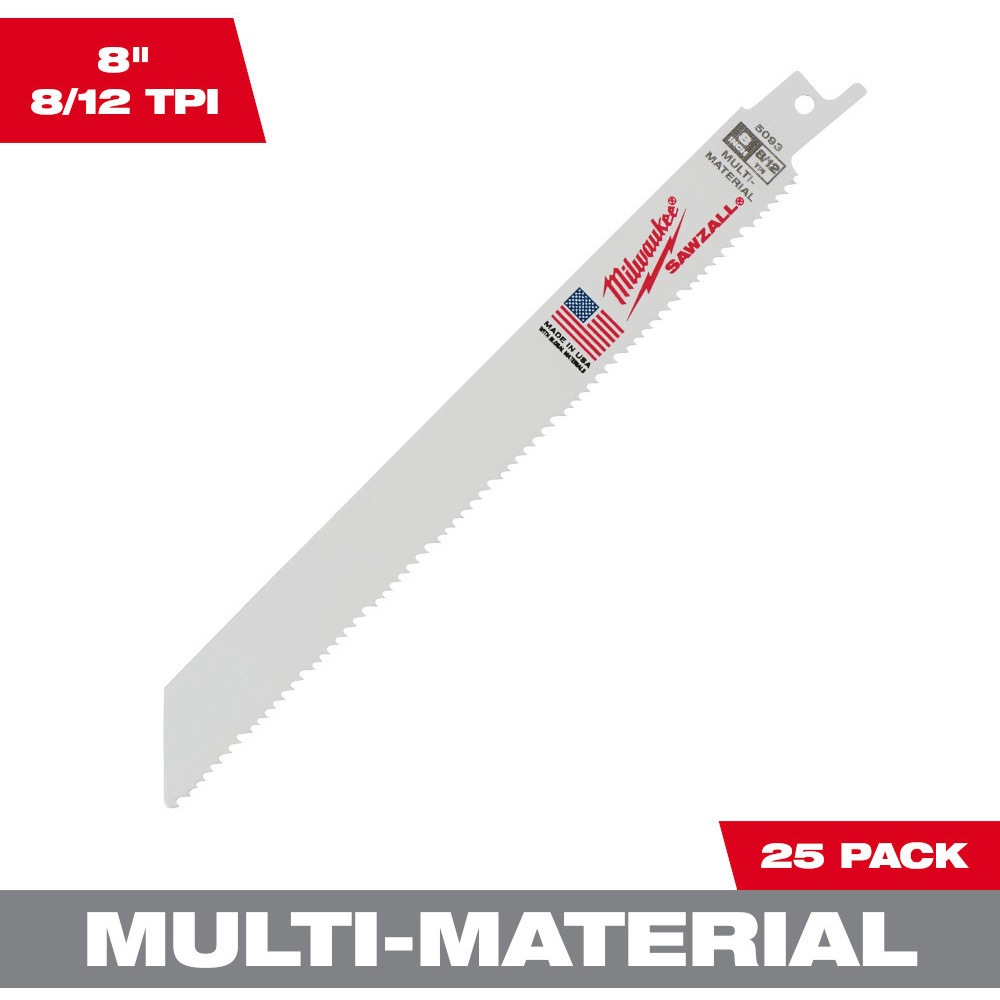 48-00-8093 多目的レシプロソーブレード 8/12TPI 203mm(25本パック) 1個(25本) ミルウォーキーツール 【通販モノタロウ】