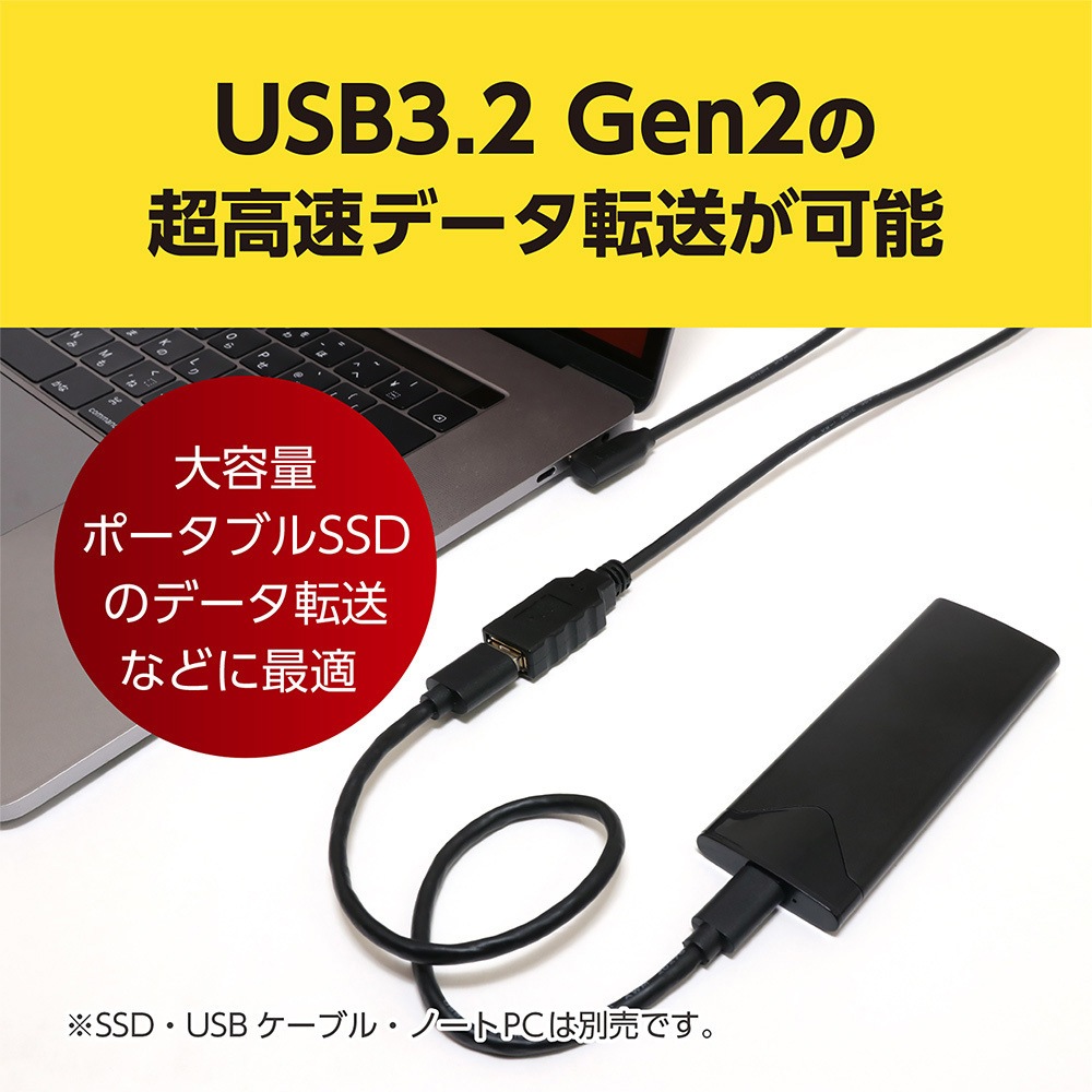 USA-10G2C/LL USB Type-CtoA変換ケーブル L型 MCO ブラック色 ケーブル