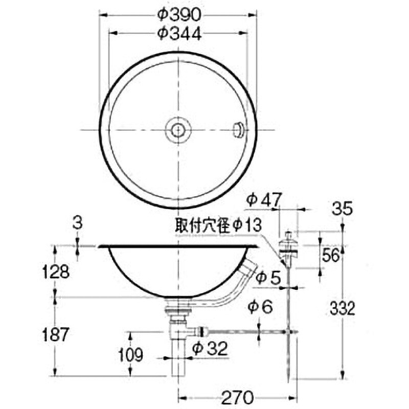 493-041 ステンレス丸型洗面器 ヘアライン 鉄穴(かんな) 1個 493-041 ステンレス丸型洗面器 ヘアライン 鉄穴(かんな) 1個