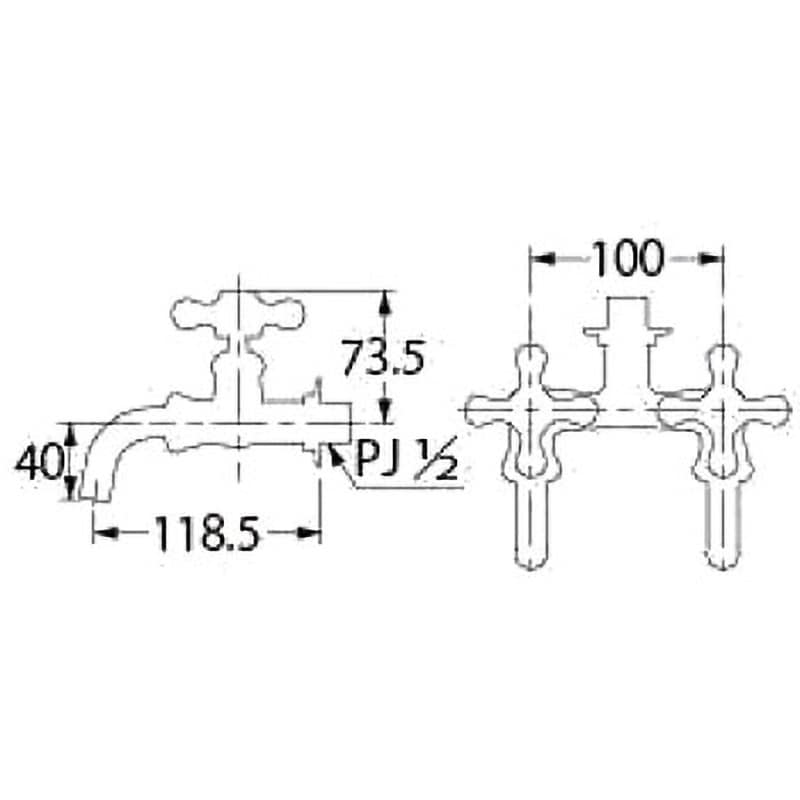 705-004-13 双口ホーム水栓 カクダイ 呼び径13mm - 【通販モノタロウ】