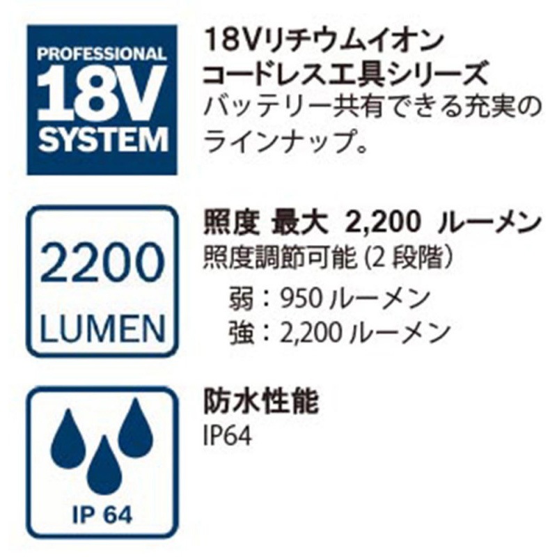 GLI18V-2200C コードレス投光器 1台 BOSCH(ボッシュ) 【通販モノタロウ】