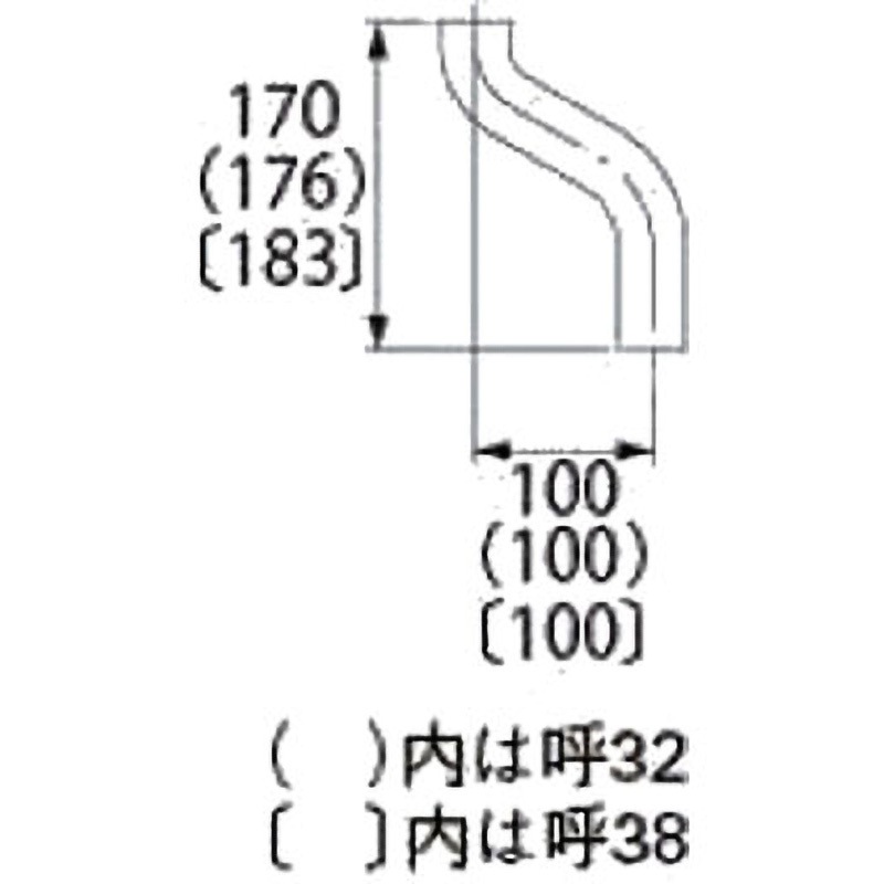 0435-38 テングテールパイプ カクダイ ツバ付き 呼び38 0435-38